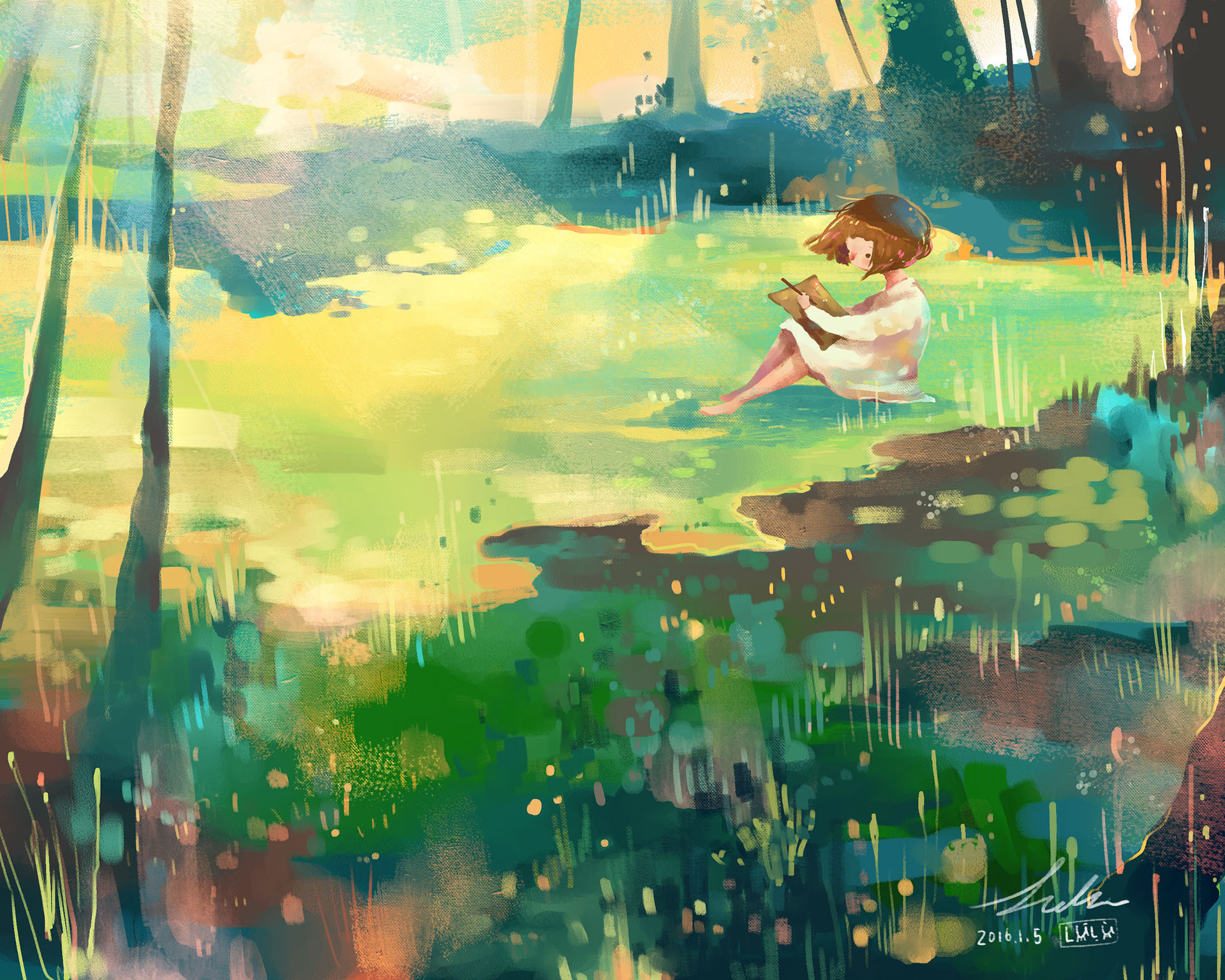 记忆中的童话森林花园儿童绘本读物插画bysalu