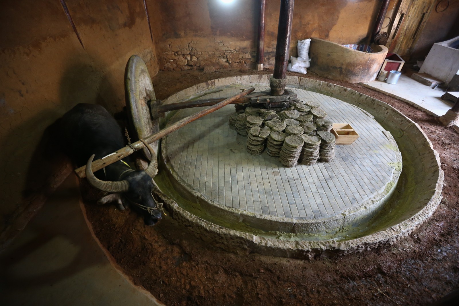 昆明百年油坊再飘香再现300年前古法榨油