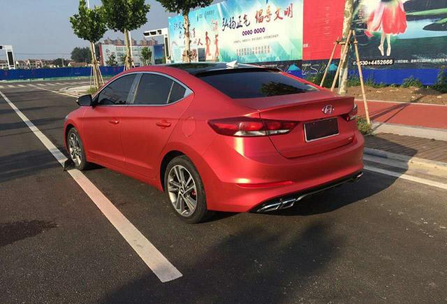 现代领动汽车改色绸缎冰红贴膜效果图