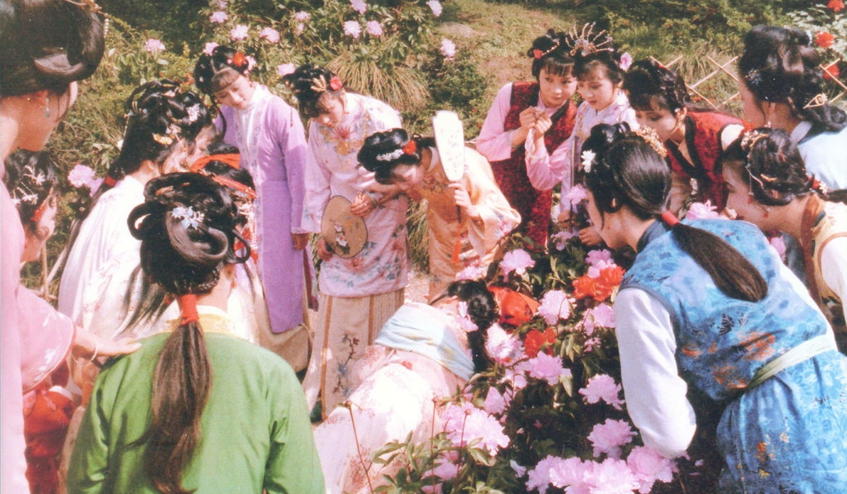 权赋品评87版红楼梦最美的四大群戏之一图四湘云醉卧芍药茵