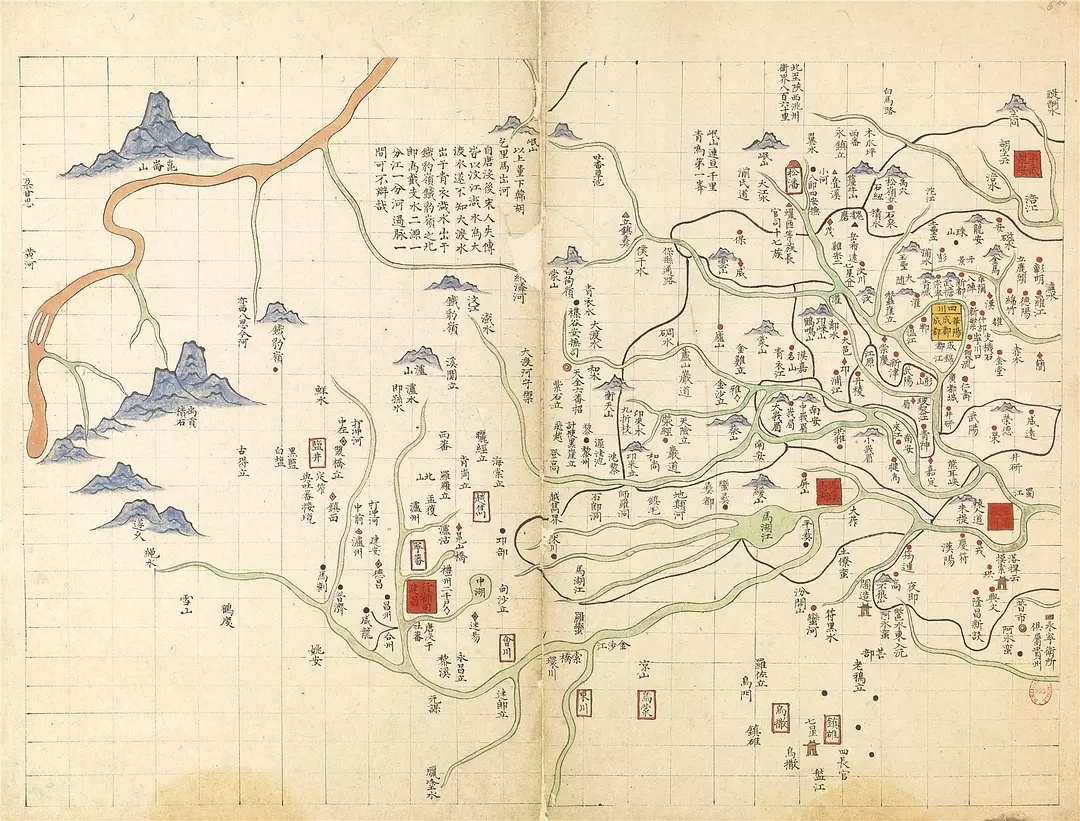 明代中国地图集 收集最爱的明代地图 青绿山水般的配色和小山小城们总