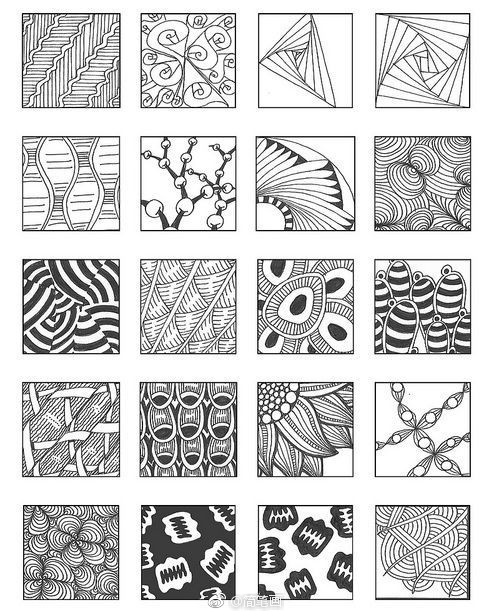 几百例黑白手绘纹理素材,练习线条的小伙伴马住!