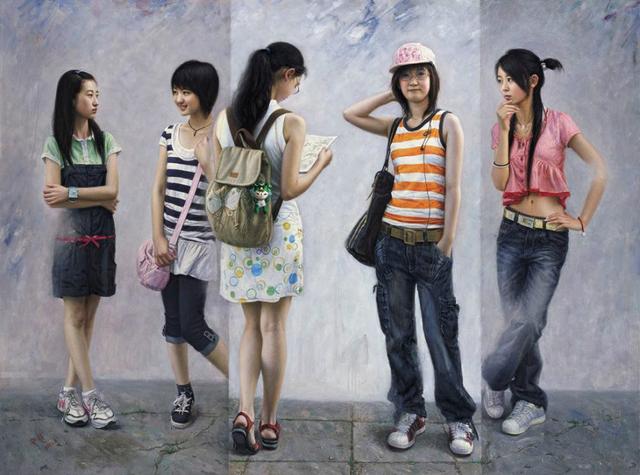 女画家安静油画作品中的那些青春美少女