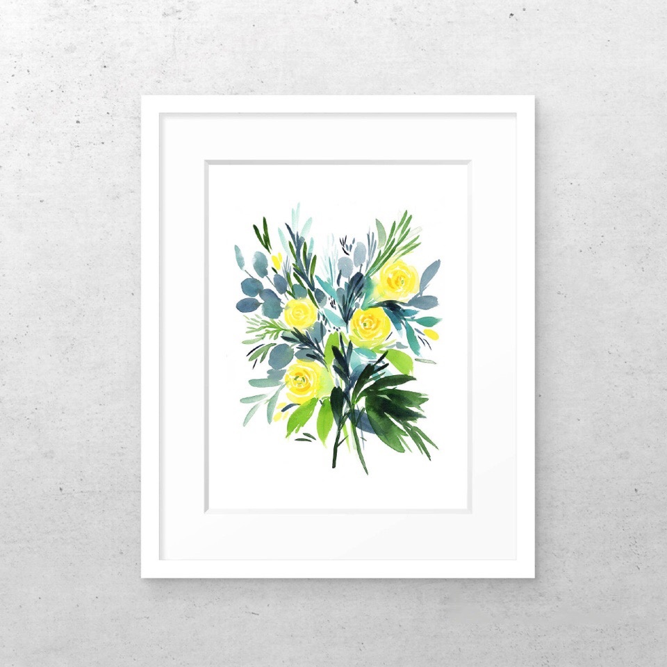 一组小清新风格插画花卉