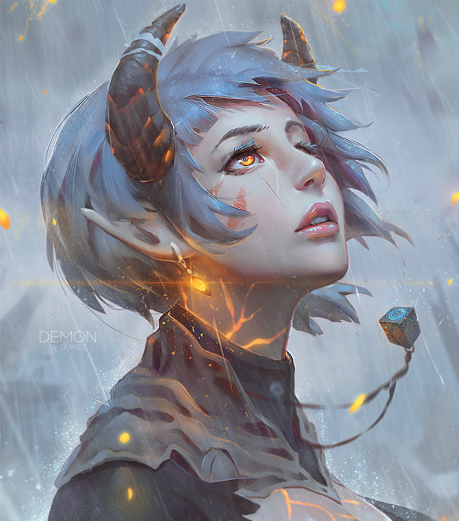 新加坡画师 痞气骄横的带刀女浪人 光影下神韵迷人的少女