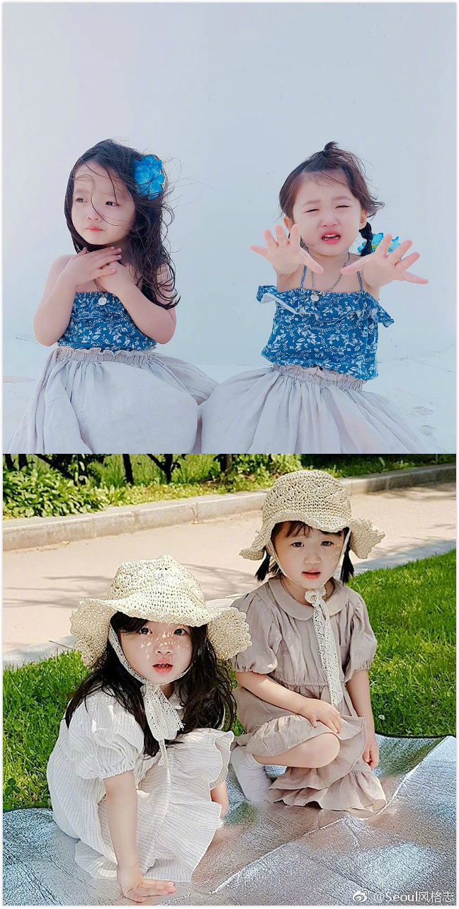 漂亮宝贝的出游姊妹装嘟雅嘟智真的太可爱啦