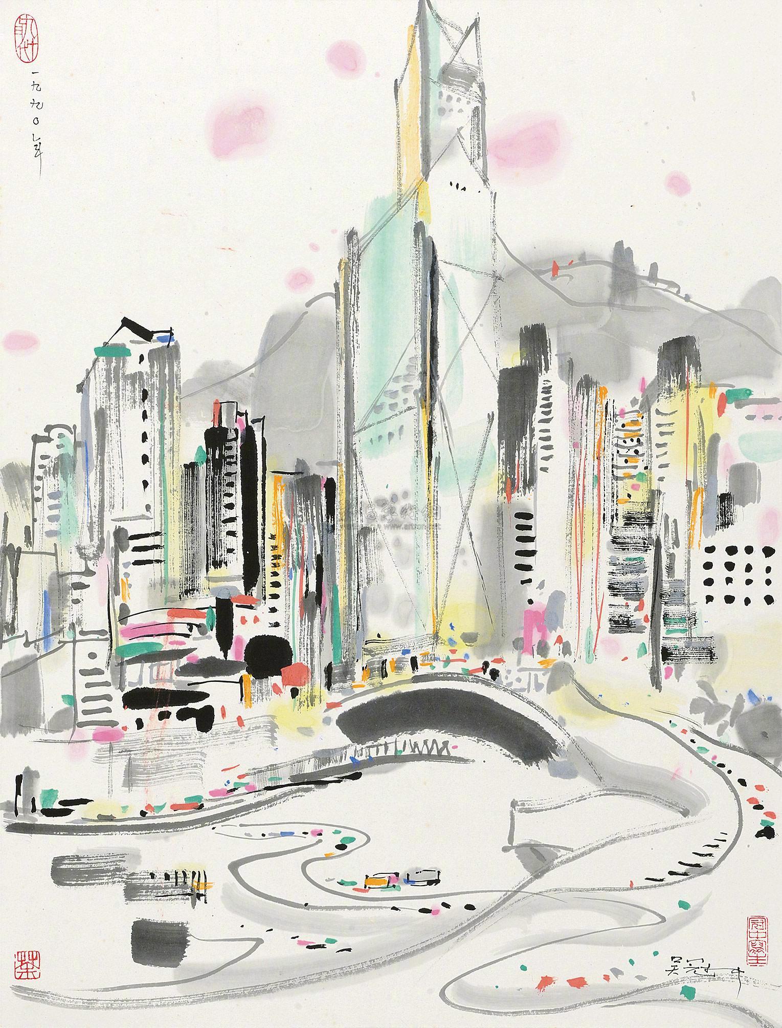 中国风水墨画吴冠中先生作品