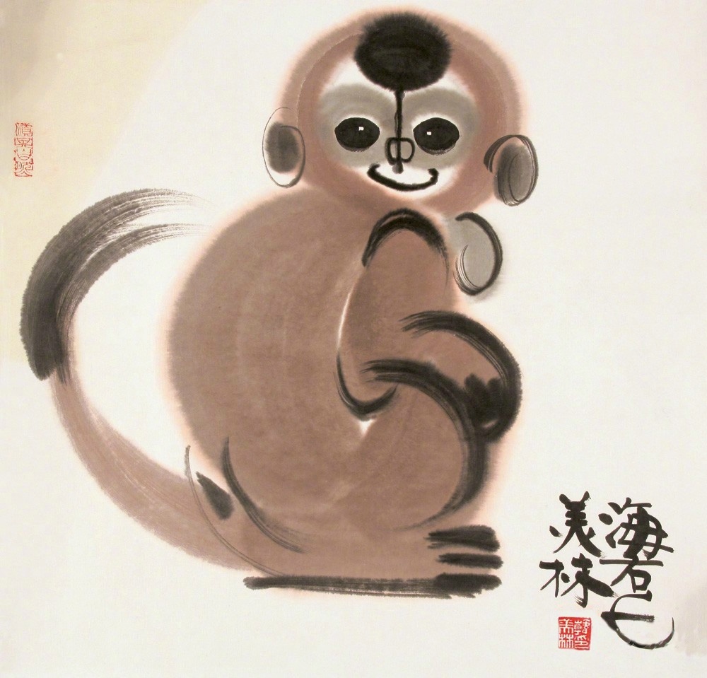 可爱动物水彩画韩美林作品