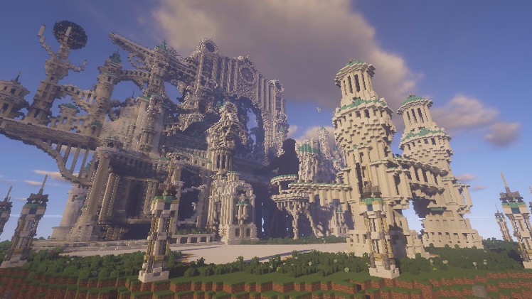 《我的世界》建筑欣赏 超大纯白钢琴