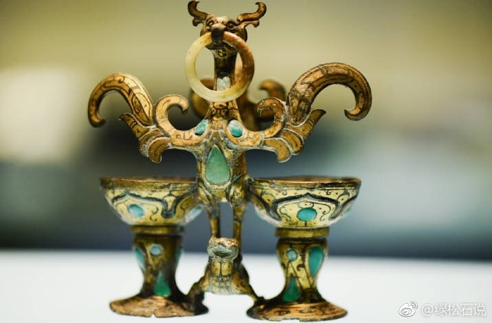 西汉铜朱雀衔环杯满城汉中山靖王墓出土河北博物院藏