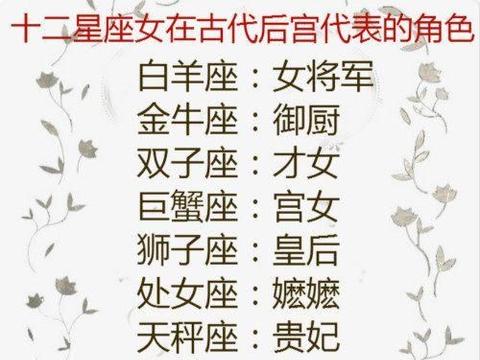 十二星座在古代后宫代表的角色
