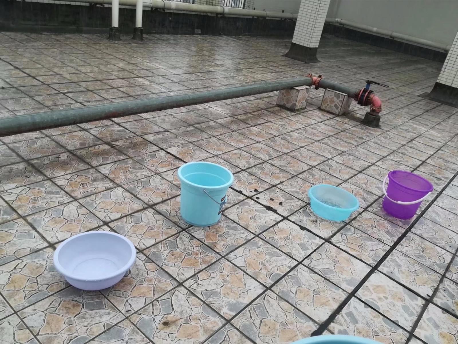 宿舍停水大学生花式接雨水,有人干脆站在暴雨中洗头_新浪看点