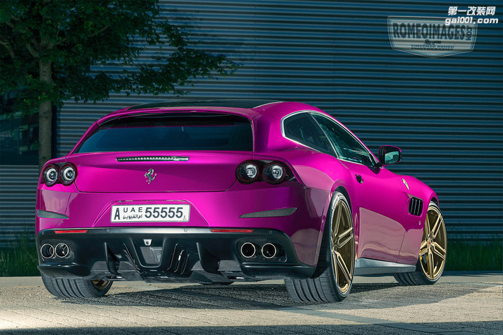 紫色法拉利gtc4lusso改装金色vossen轮毂