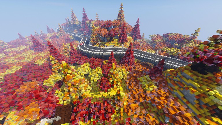 《我的世界》风景纪实 金色之秋下的公路