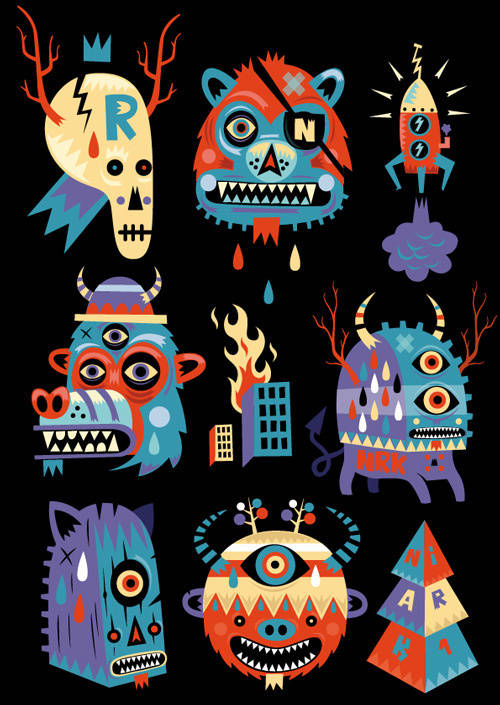 法国插画家sebniark1feraut小怪兽系列角色设计作品