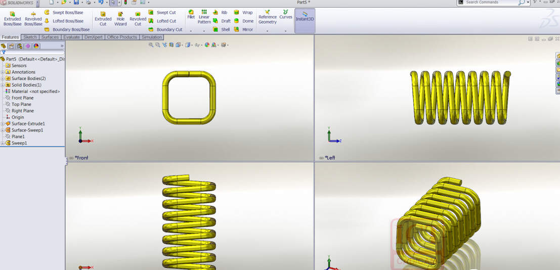 solidworks 异形弹簧的绘制