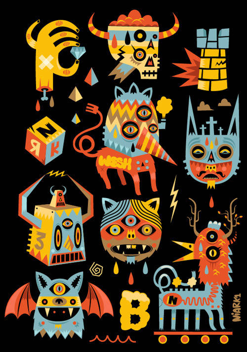 法国插画家sebniark1feraut小怪兽系列角色设计作品