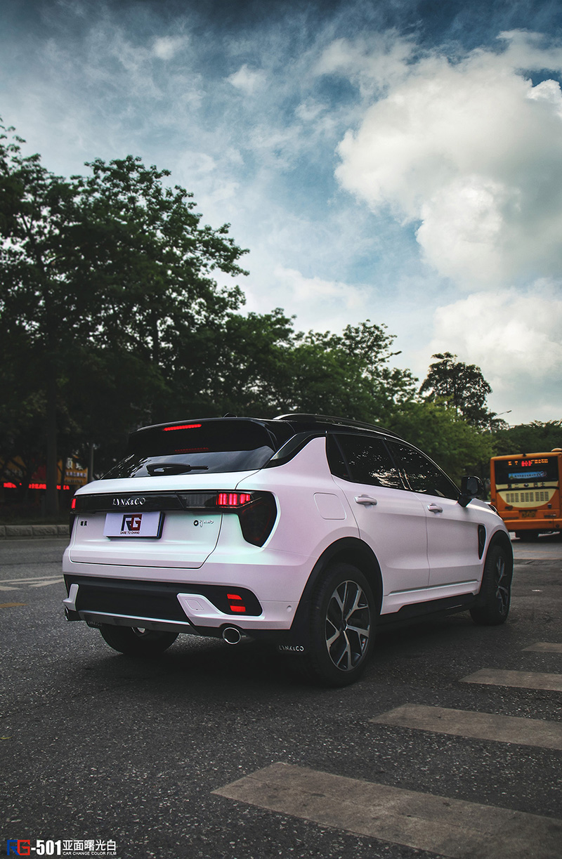 领克01改色亚面曙光白 rg瑞集改色膜中国代理广州总店出品