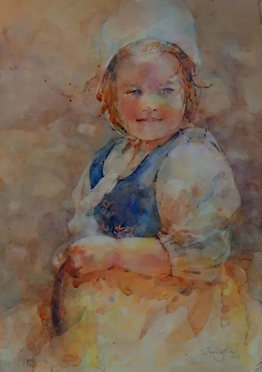 她的人物肖像水彩画 协调与情绪并存