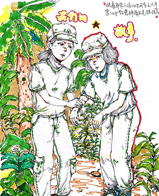 话不多说,快来看看这批"千禧宝宝"的军训手绘作品吧!