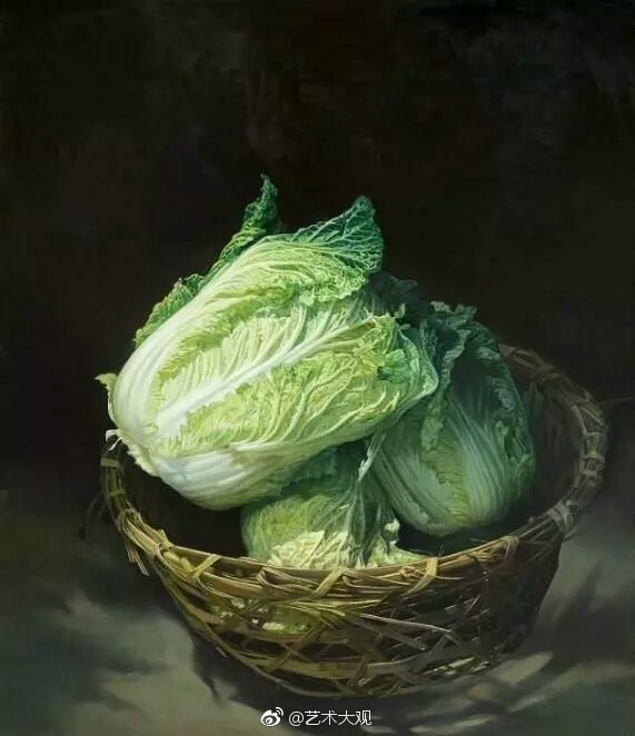 张智远的白菜系列古典写实油画作品