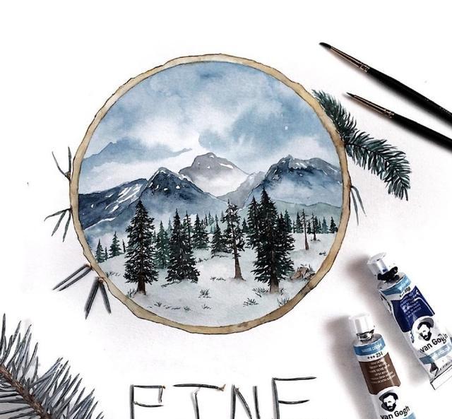 圆形构图里的唯美风景画