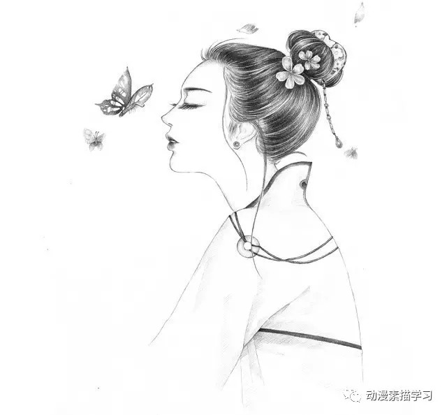 素描入门学习;一个古风美人的素描教程