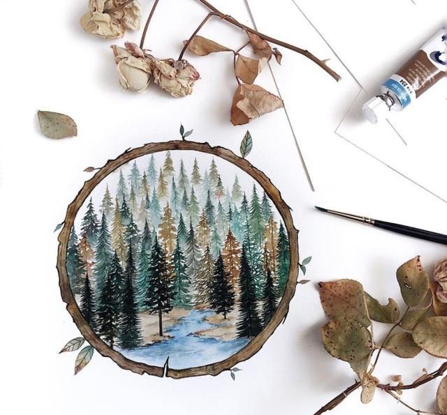 圆形构图里的唯美风景画