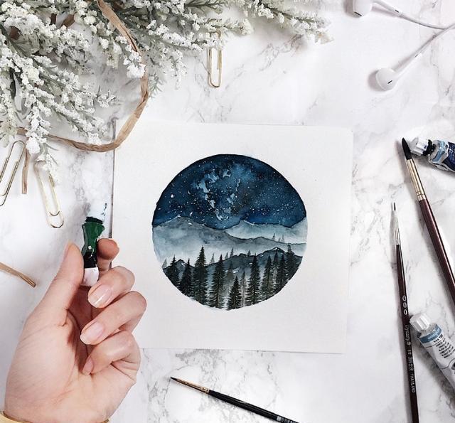 圆形构图里的唯美风景画