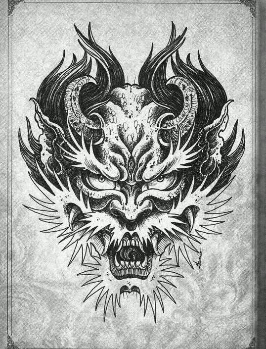 传统黑灰纹身手稿