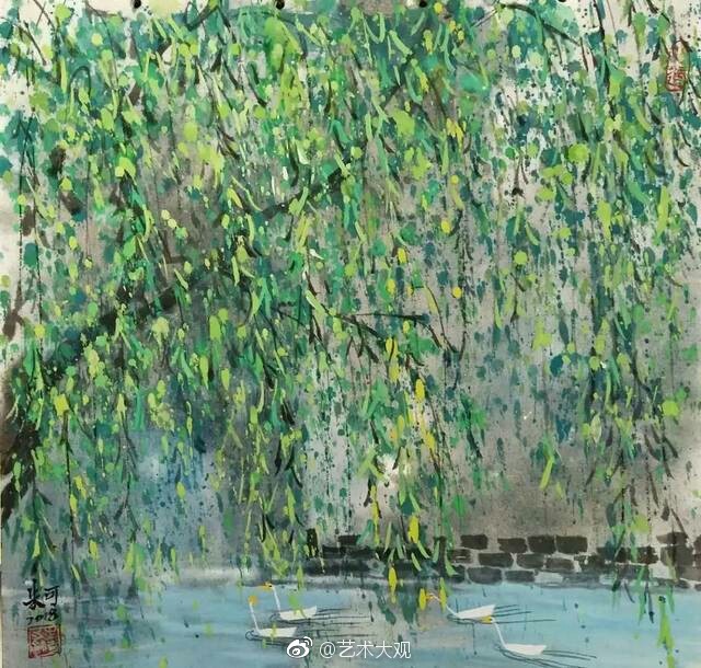 朱可江南小镇风情彩墨画欣赏朱可出生于1978年