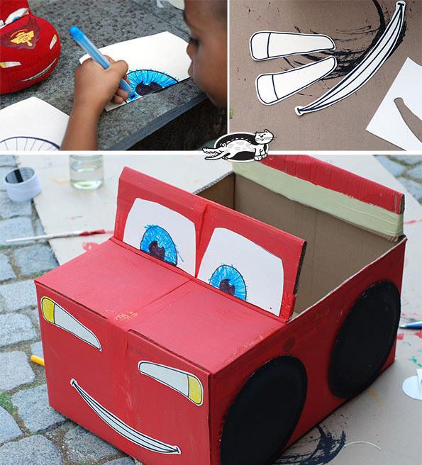 亲子手工-自制纸箱车,小男生的最爱,在家玩得嗨翻天