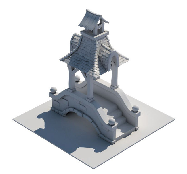 游戏场景3D建筑模型。