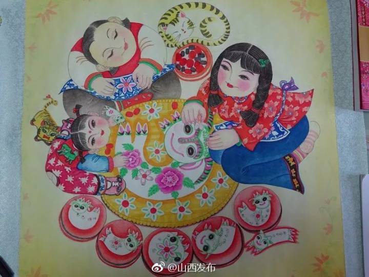 美艳艳的山西农民画晒晒咱乡亲们的幸福生活