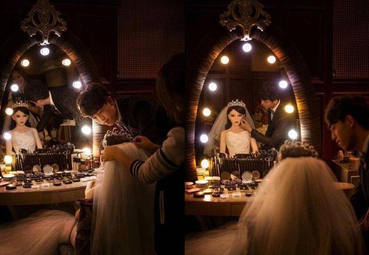帅小伙竟然和充气娃娃结婚了, 婚纱照美呆了