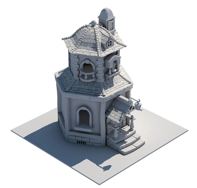 游戏场景3D建筑模型。|3D|模型|建筑_新浪新闻