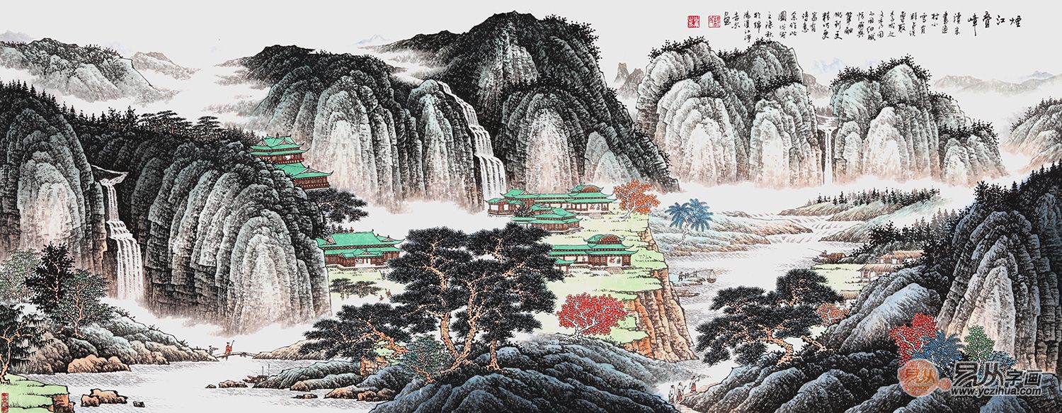 国家一级书画师许吉尔力作六尺横幅界画《烟江叠嶂》 (正在【易从网】