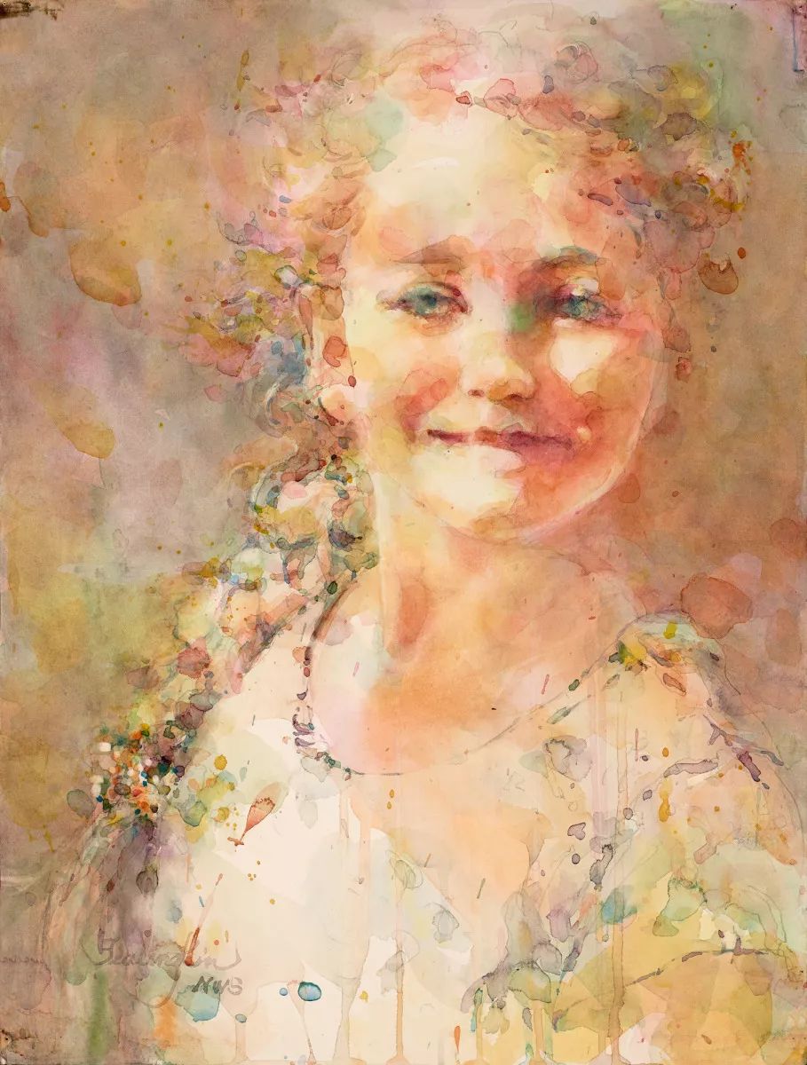 她的人物肖像水彩画 协调与情绪并存