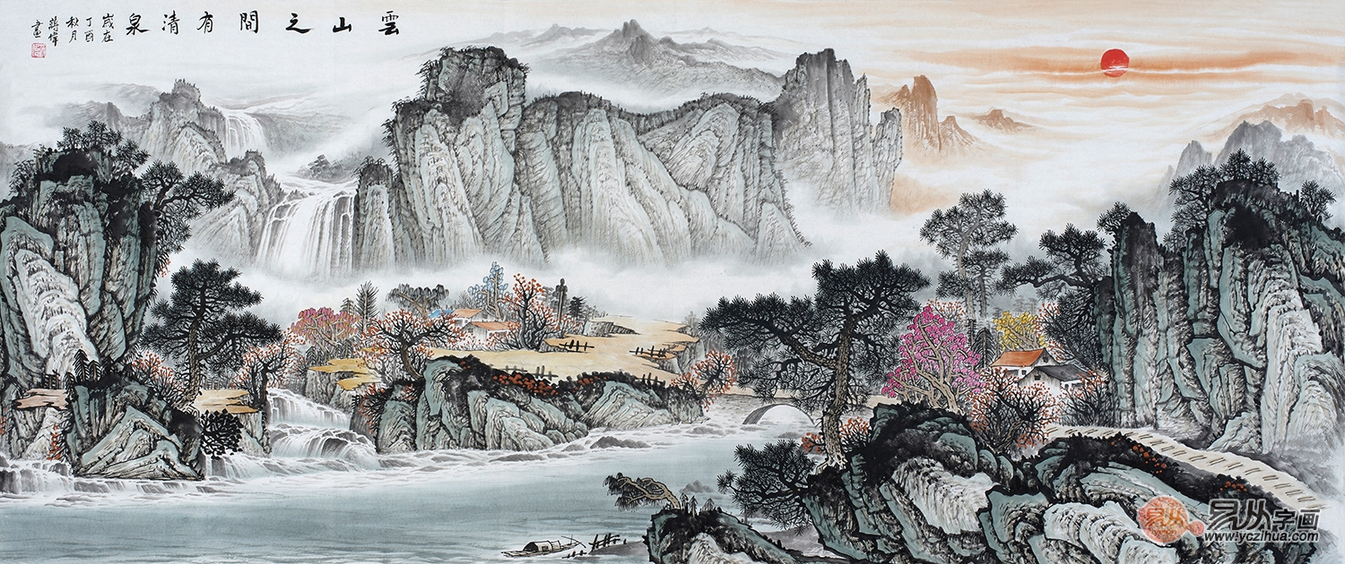 客厅选择山水画的几大优势,客厅山水画欣赏!