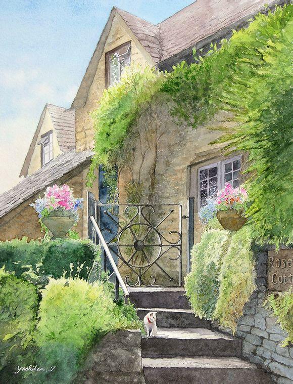 日本画家yoshiharu绝美水彩风景画很清新