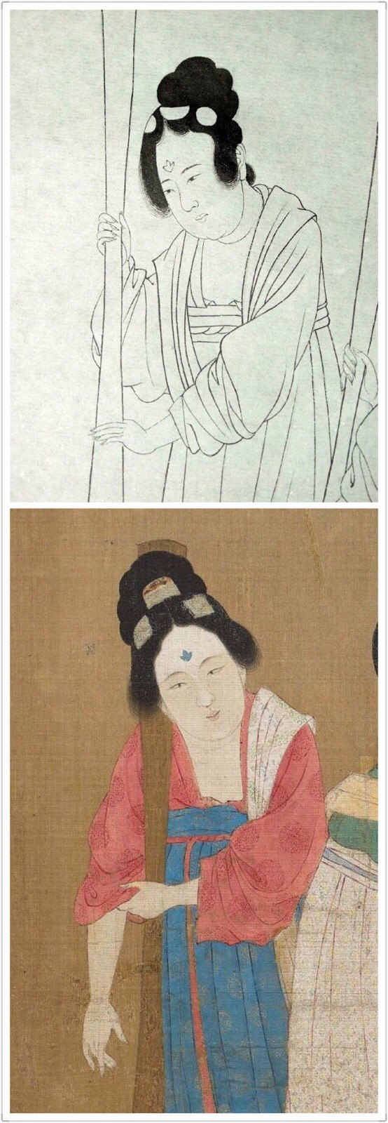 赵佶临摹《捣练图》白描稿.