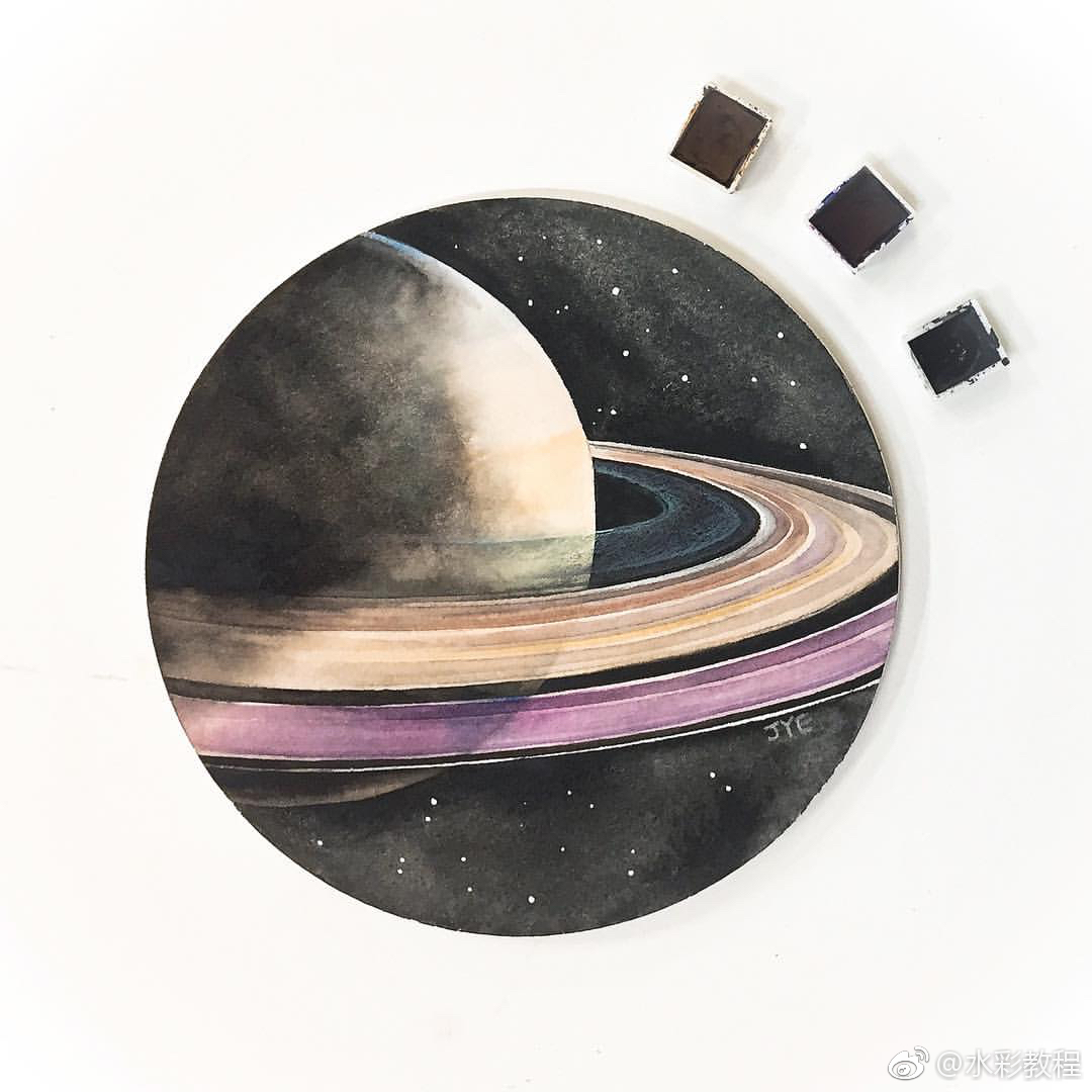 圆形的水彩纸画球形作品真漂亮by ins: jyeli