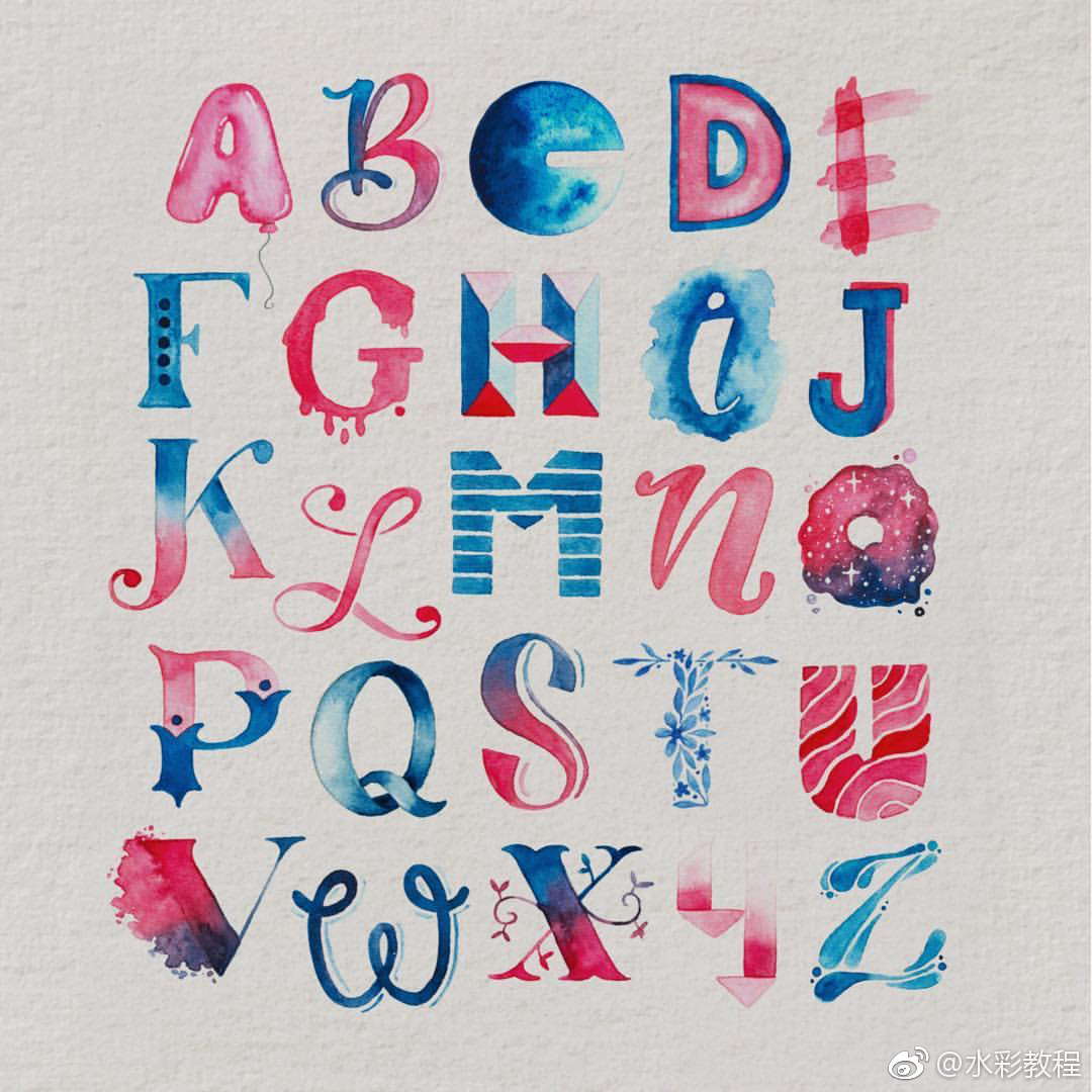 英文字母水彩作品欣赏byinsunakritzolina