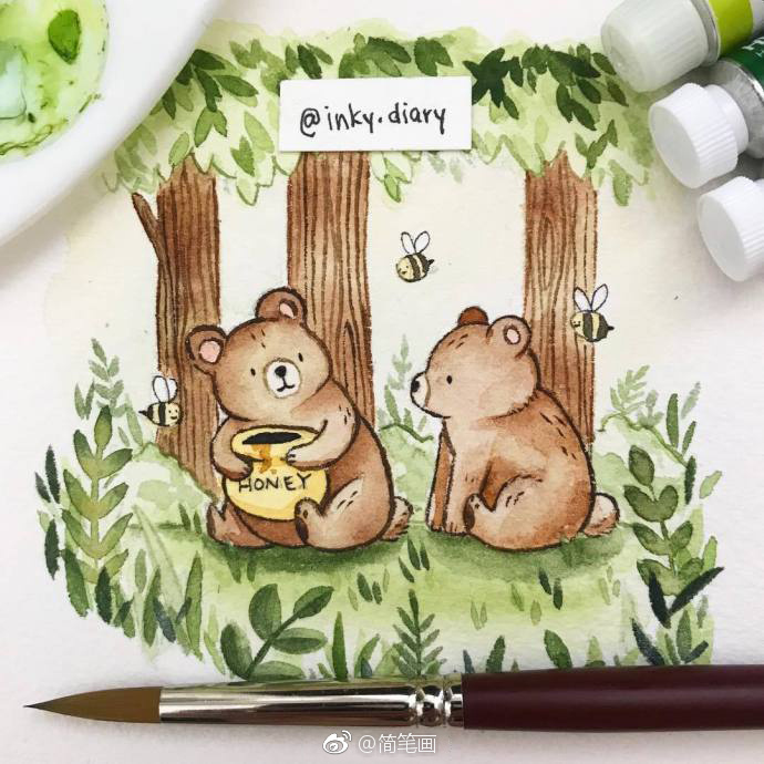 治愈系水彩小动物插画(by:inky.diary)|水彩|插画|小动物_新浪新闻