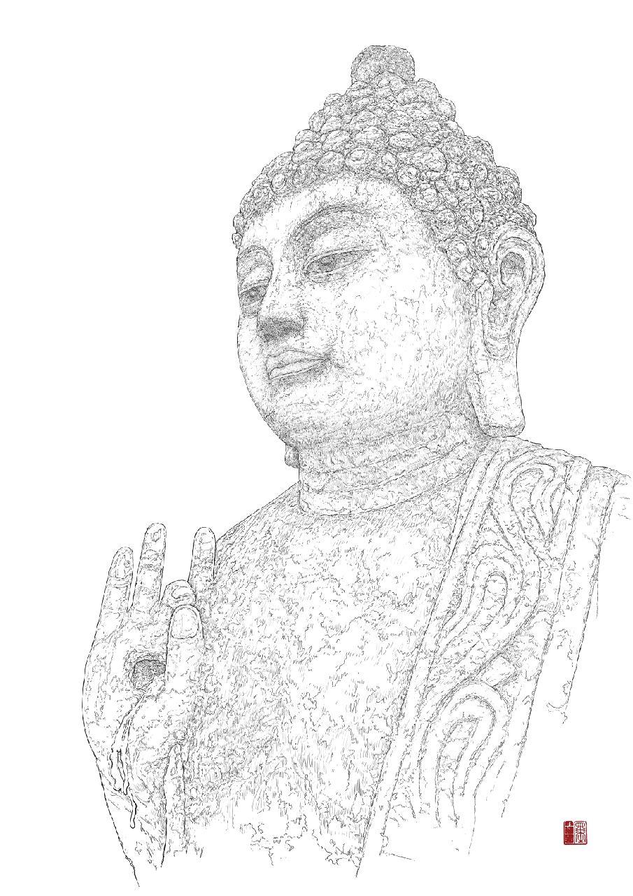来自画师的投稿丨我用三十个小时画了张佛像线无数的线