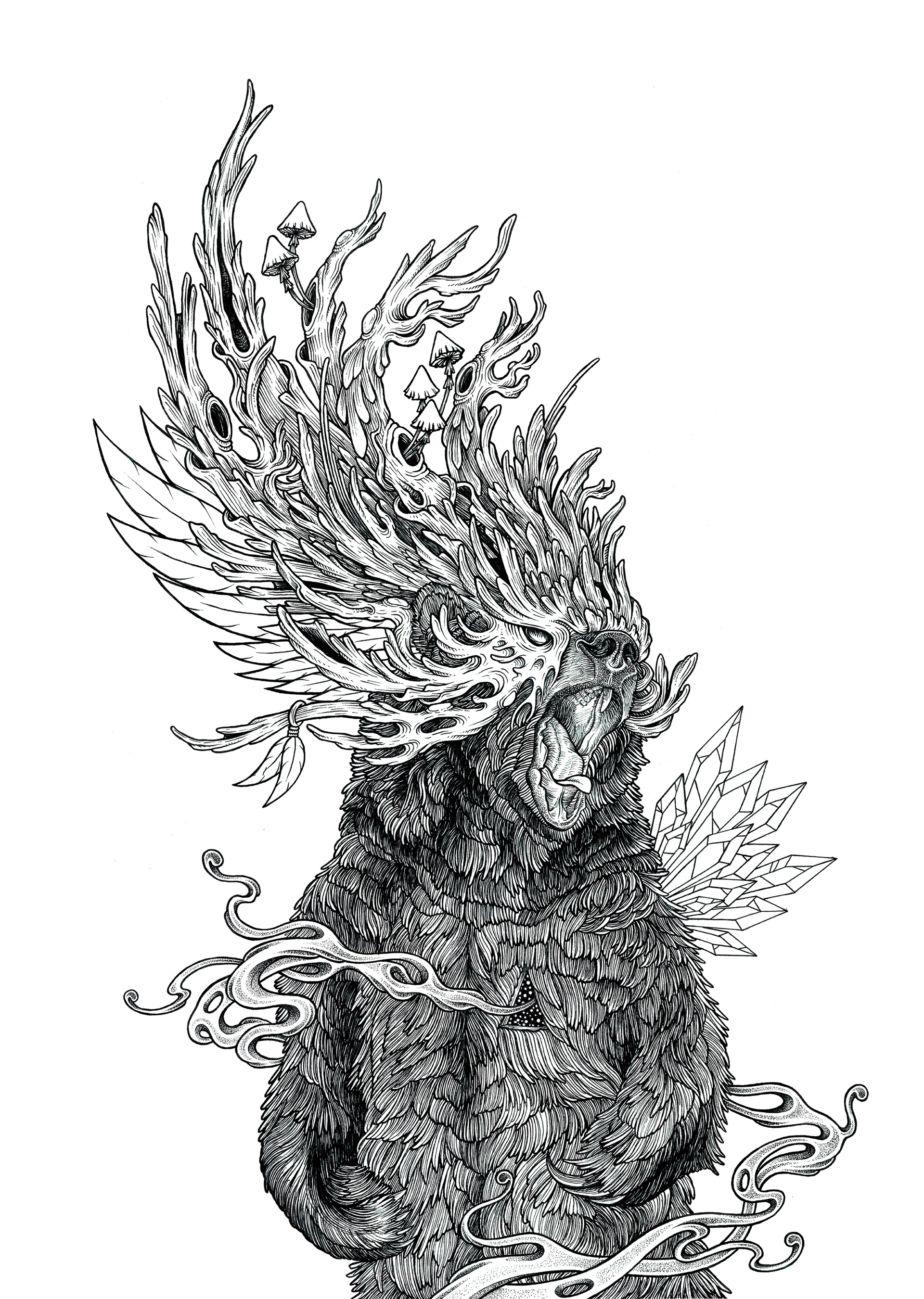 手绘山海经--灵兽插画 图形设计 手绘illustration, graphic design