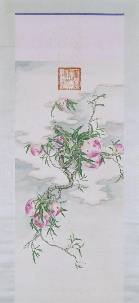 【瑾妃云中九桃图轴】