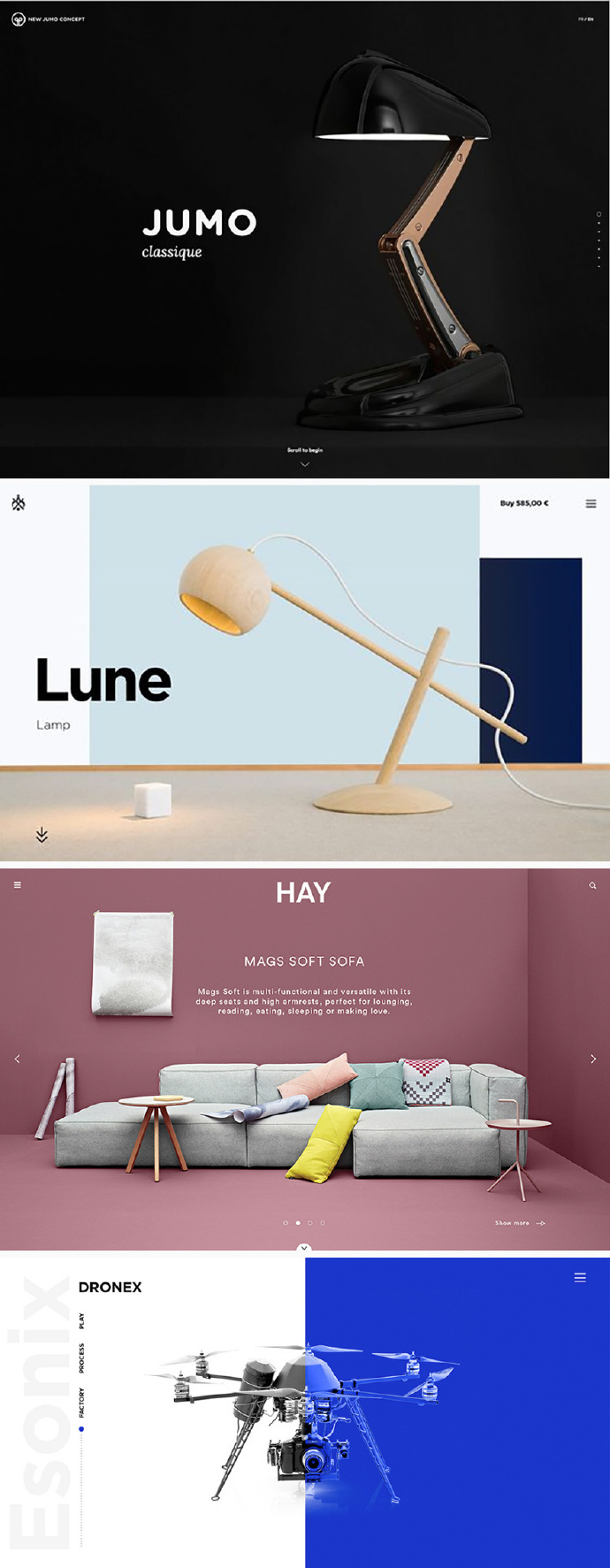 一组产品网页的banner展示,布局和配色排版设计都很简洁大气.