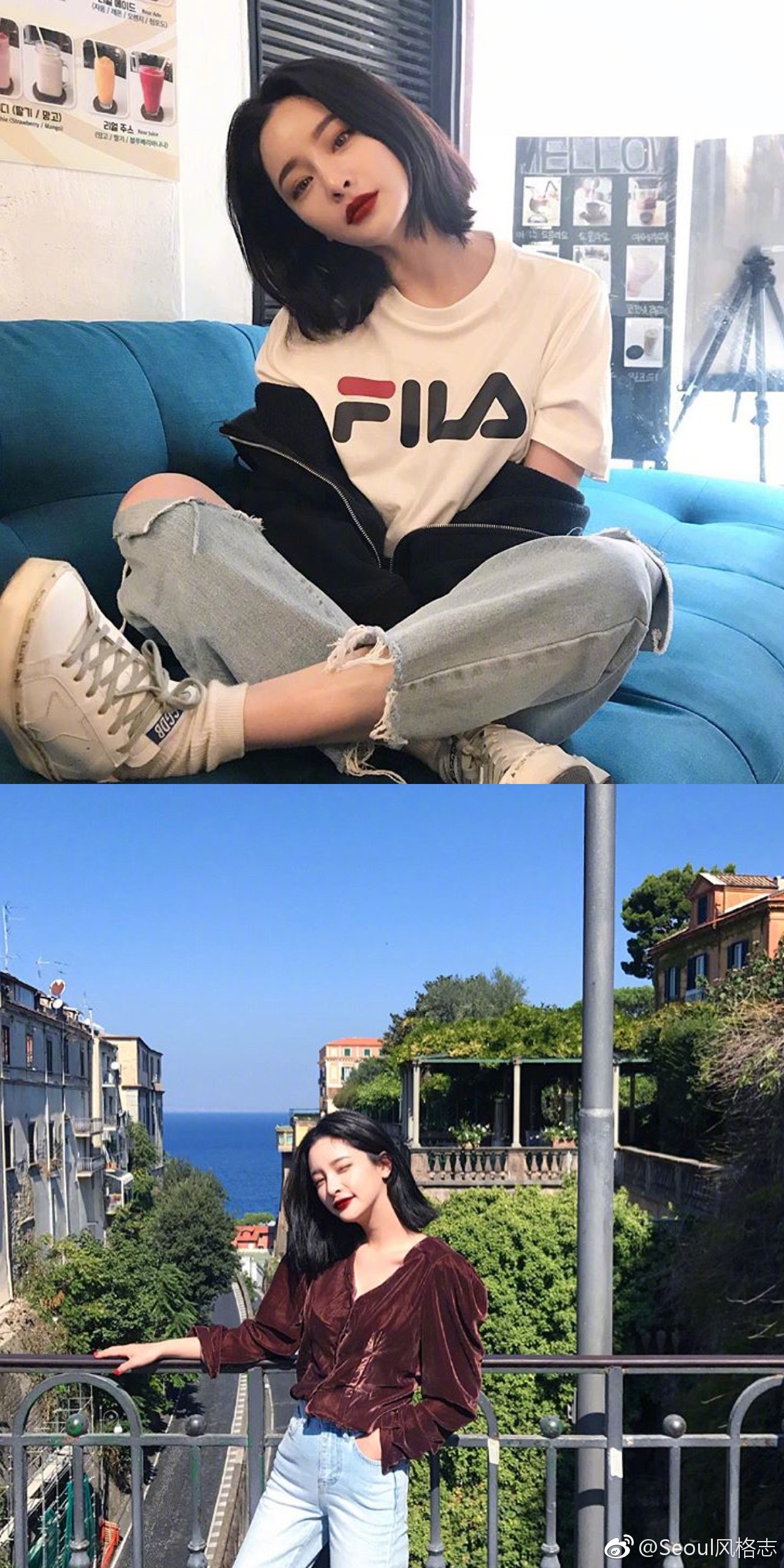 stylenanda模特卞静荷有着精致的妆容私服也是超酷的