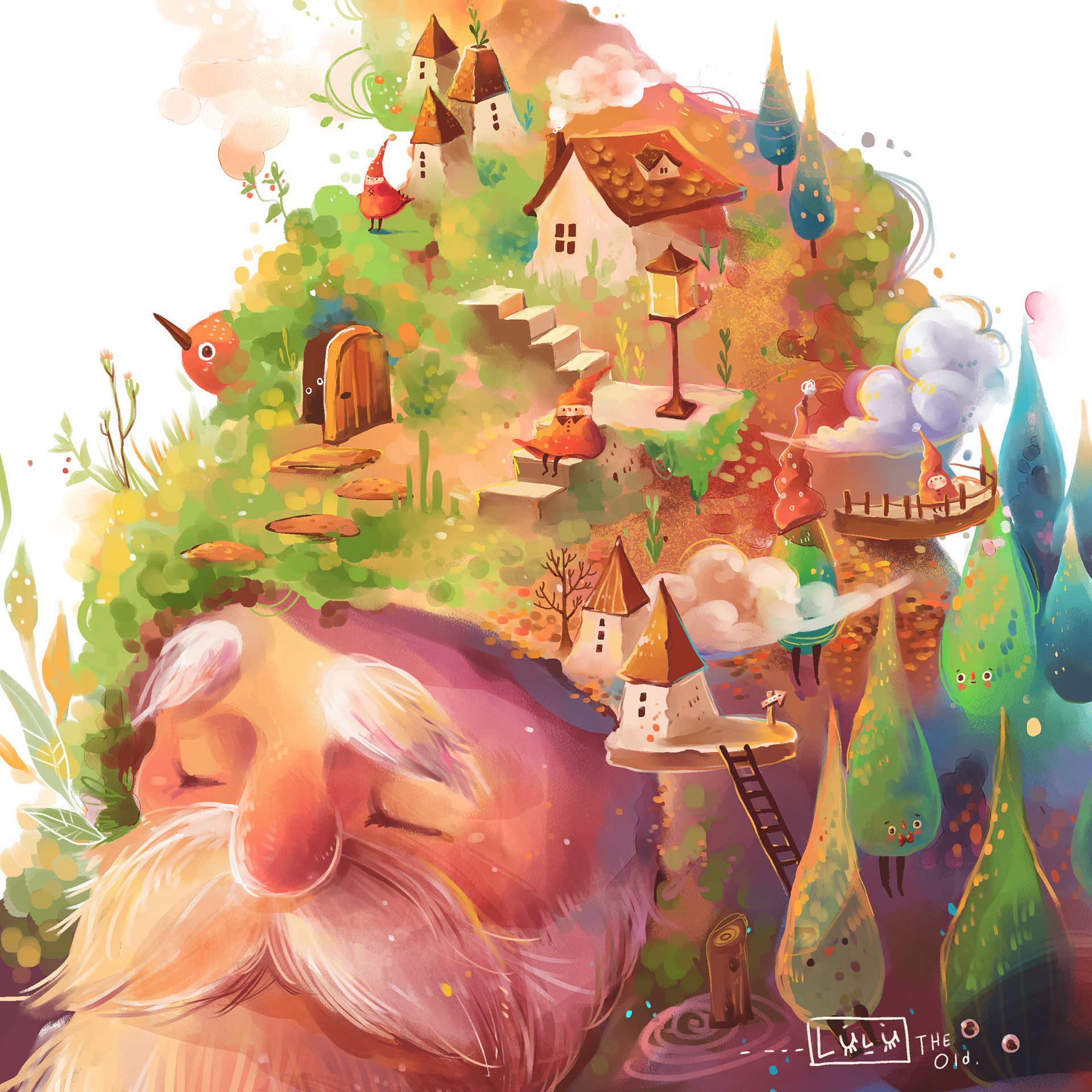 记忆中的童话森林花园儿童绘本读物插画bysalu